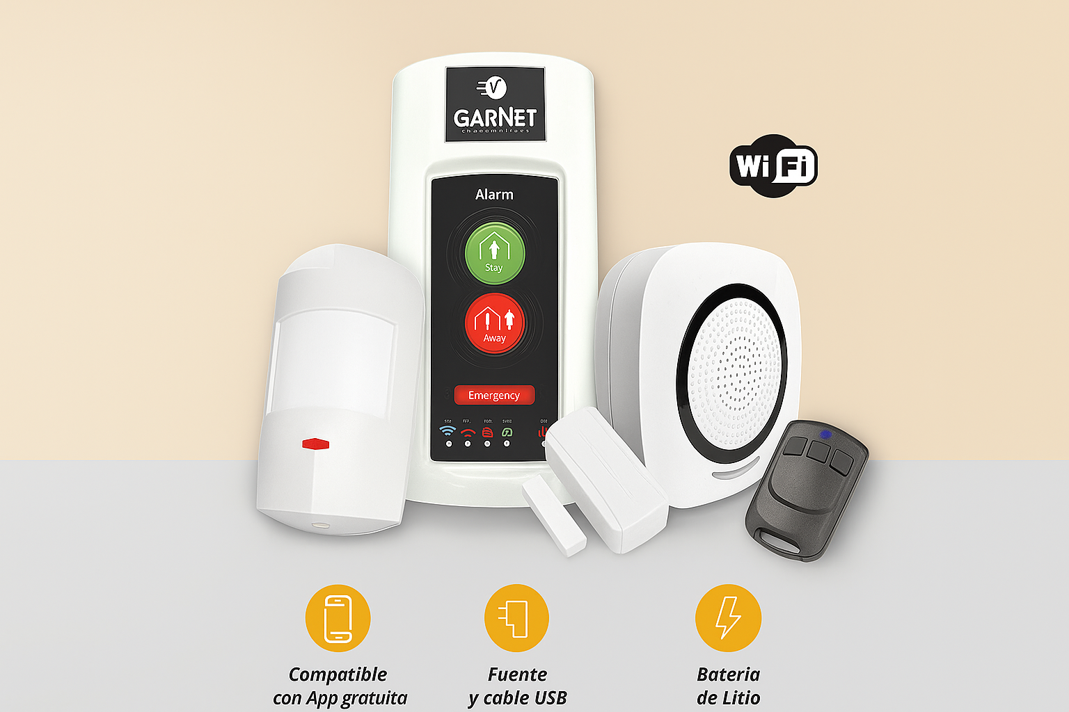 Kit Alarma Inalámbrica Garnet Kit Pc-200-2pw Hasta 6 Zonas - Imagen 3